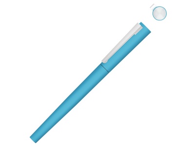 OA2102095851 Uma. Ручка металлическая роллер Brush R GUM soft-touch с зеркальной гравировкой, голубой
