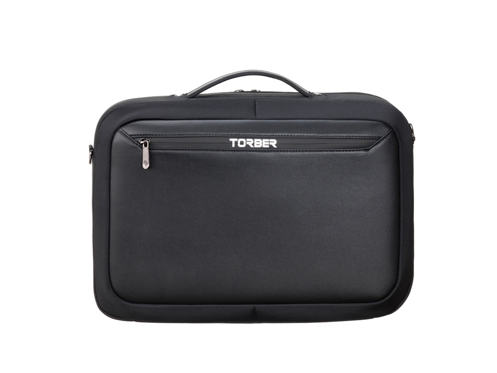OA24082821860 Torber. Сумка для ноутбука TORBER VOYAGE 15.6&#39;&#39;, черный, нейлон/микрофибра, 43 х 10 х 29 см, 12л