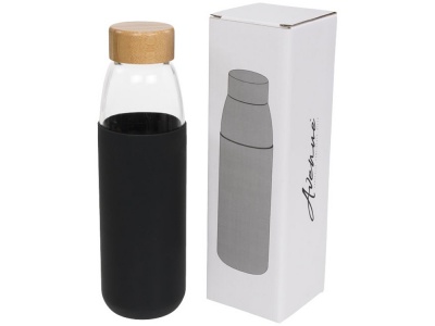 OA2003024634 Avenue. Стеклянная спортивная бутылка Kai с деревянной крышкой и объемом 540 мл, черный