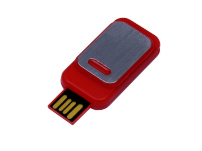 OA2102093400 USB-флешка промо на 64 ГБ прямоугольной формы, выдвижной механизм, красный