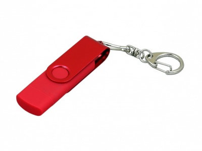 OA2003025095 Флешка с поворотным механизмом, c дополнительным разъемом Micro USB, 32 Гб, красный