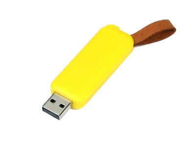 OA2102093381 USB-флешка промо на 128 Гб прямоугольной формы, выдвижной механизм, желтый