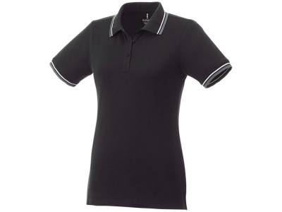 OA2003026331 Elevate. Женская футболка поло Fairfield с коротким рукавом с проклейкой, черный/серый меланж/белый