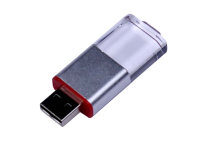 OA2102093427 USB-флешка промо на 64 ГБ прямоугольной формы, выдвижной механизм, красный