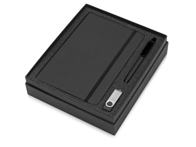 OA2003023881 Подарочный набор Vision Pro Plus soft-touch с флешкой, ручкой и блокнотом А5, черный