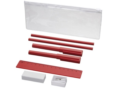 OA2003022968 Набор Mindy: ручки шариковые, карандаши, линейка, точилка, ластик, красный