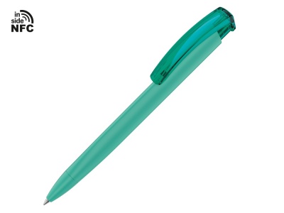 OA2102095913 Uma. Ручка пластиковая шариковая трехгранная Trinity K transparent Gum soft-touch с чипом передачи информации NFC, морская волна
