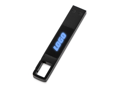 OA2408287370 Evolt. USB 2.0- флешка на 32 Гб c подсветкой логотипа Hook LED, темно-серый, синяя подсветка