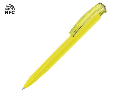 OA2102095907 Uma. Ручка пластиковая шариковая трехгранная Trinity K transparent Gum soft-touch с чипом передачи информации NFC, желтый