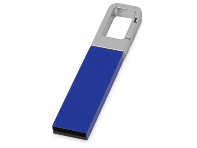 OA2003024324 Флеш-карта USB 2.0 16 Gb с карабином Hook, синий/серебристый