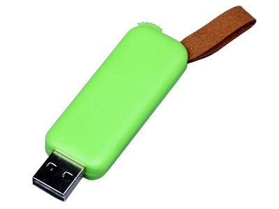OA2102093368 USB-флешка промо на 32 Гб прямоугольной формы, выдвижной механизм, зеленый