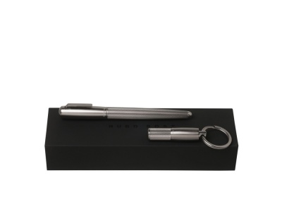 OA1701408415 Hugo Boss. Подарочный набор: брелок, ручка-роллер. Hugo Boss, графит