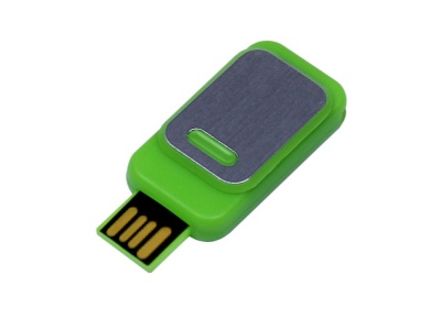 OA2102093401 USB-флешка промо на 64 ГБ прямоугольной формы, выдвижной механизм, зеленый