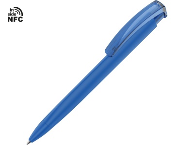 OA2102095905 Uma. Ручка пластиковая шариковая трехгранная Trinity K transparent Gum soft-touch с чипом передачи информации NFC, синий