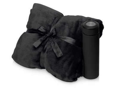 OA2102094486 Подарочный набор с пледом, термосом Cozy hygge, черный