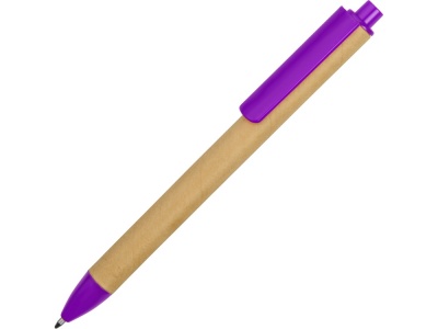 OA2003021584 Ручка картонная пластиковая шариковая Эко 2.0, бежевый/фиолетовый