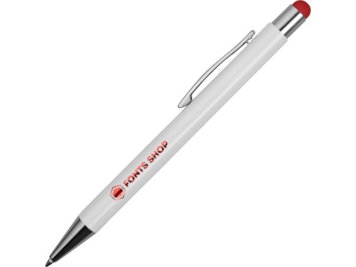 OA2003024519 Ручка металлическая шариковая Flowery со стилусом и цветным зеркальным слоем, белый/красный