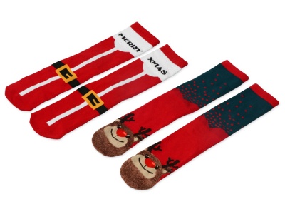 OA2102096045 Набор носков с рождественской символикой в мешке женские, 2 пары, красный