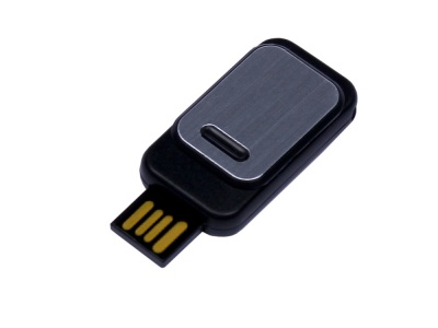 OA2102093398 USB-флешка промо на 64 ГБ прямоугольной формы, выдвижной механизм, черный