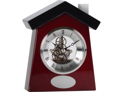 OA1W-BRN4 Часы настольные Домик, коричневый/серебристый
