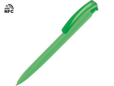 OA2102095906 Uma. Ручка пластиковая шариковая трехгранная Trinity K transparent Gum soft-touch с чипом передачи информации NFC, зеленое яблоко