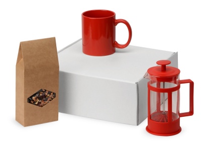OA2102094493 Подарочный набор с чаем, кружкой и френч-прессом Чаепитие, красный