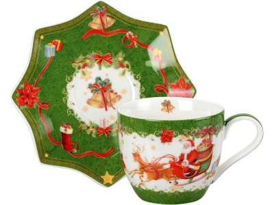 OA1701401365 Чайная пара Санта Клаус, зеленый