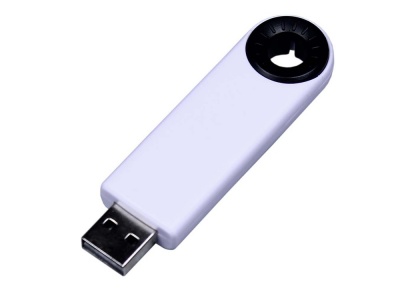 OA2102093323 USB-флешка промо на 64 ГБ прямоугольной формы, выдвижной механизм, черный