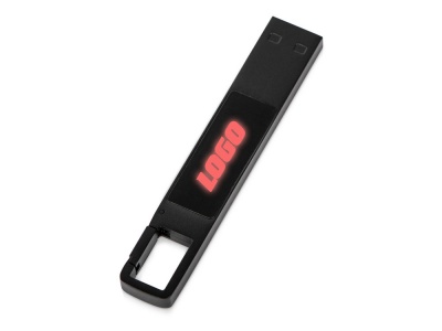 OA2408287372 Evolt. USB 2.0- флешка на 32 Гб c подсветкой логотипа Hook LED, темно-серый, красная подсветка