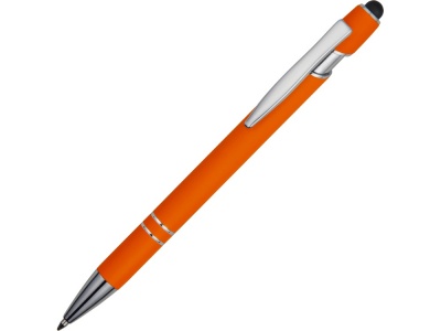 OA2003022276 Ручка металлическая soft-touch шариковая со стилусом Sway, оранжевый/серебристый