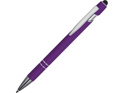 OA210209398 Ручка металлическая soft-touch шариковая со стилусом Sway, фиолетовый/серебристый