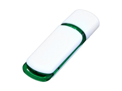 OA2003024953 Флешка промо прямоугольной классической формы с цветными вставками, 32 Гб, белый/зеленый