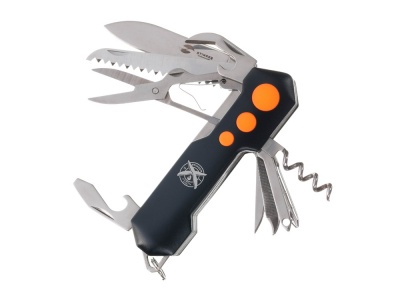 OA24082821788 STINGER. Нож перочинный Stinger, 96 мм, 15 функций, материал рукояти: алюминий, PP (черный/оранжевый)