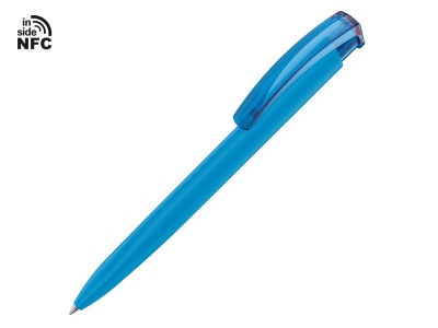 OA2102095910 Uma. Ручка пластиковая шариковая трехгранная Trinity K transparent Gum soft-touch с чипом передачи информации NFC, голубой