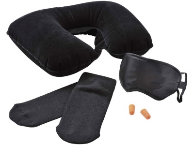 OA82S-BLK39 Набор дорожный: повязка для глаз, беруши, надувная подушка, носки