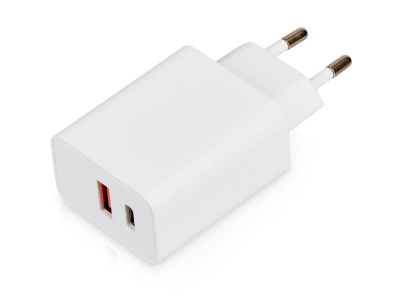 OA24082817499 Evolt. Сетевое зарядное устройство c выходами USB-A и USB-C Recharger Pro, быстрая зарядка QC/PD, 30 Вт, белый