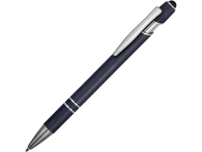 OA2003022272 Ручка металлическая soft-touch шариковая со стилусом Sway, темно-синий/серебристый