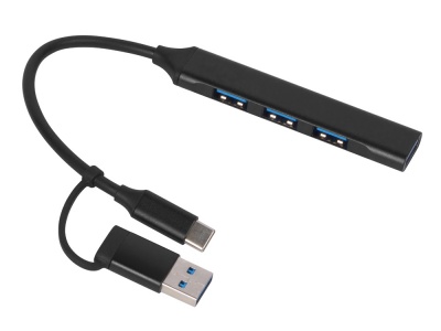 OA24082816120 Evolt. USB-хаб Link с коннектором 2-в-1 USB-C и USB-A, 2.0/3.0, черный