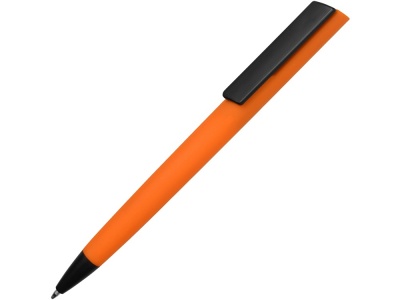 OA2003021982 Ручка пластиковая soft-touch шариковая Taper, оранжевый/черный