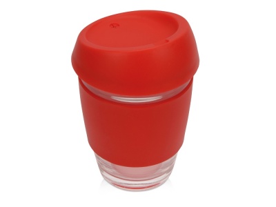 OA2102091366 Waterline. Стеклянный стакан Monday с силиконовой крышкой и манжетой, 350мл, красный