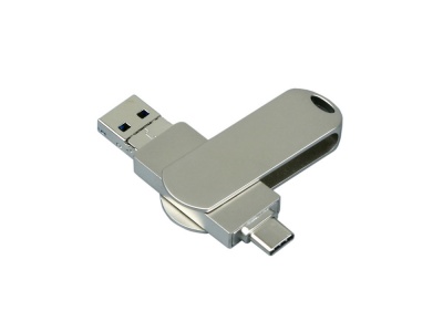 OA24082822281 Металлическая флешка для айфона 3 в 1 (i-flash_TYPEC_3_in_1.64.S, I= 64 Гб USB 3.0, Металлический корпус. Без перс.)