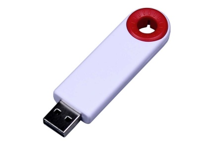 OA2102093333 USB-флешка промо на 128 Гб прямоугольной формы, выдвижной механизм, красный