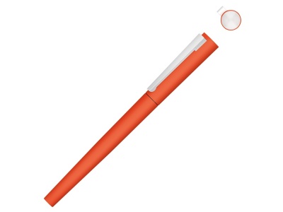 OA2102095862 Uma. Ручка металлическая роллер Brush R GUM soft-touch с зеркальной гравировкой, оранжевый