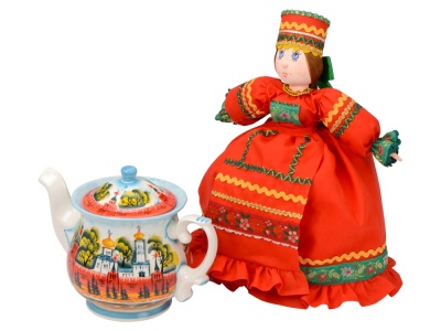 OA200302988 Набор Кремлевский: кукла на чайник, чайник заварной с росписью