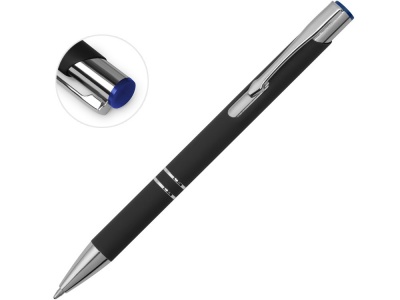 OA2102095221 Ручка металлическая шариковая Legend Mirror Gum софт-тач с цветным слоем, черный / синий