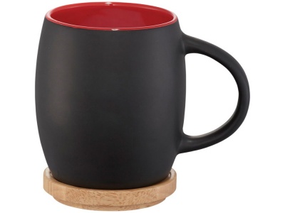 OA1701223034 Avenue. Керамическая чашка Hearth с деревянной крышкой-костером, черный/красный