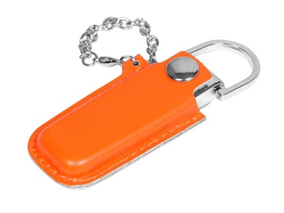 OA2003025345 Флешка в массивном корпусе с кожаным чехлом, 32 Гб, оранжевый