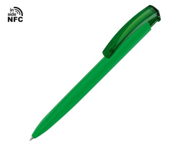 OA2102095917 Uma. Ручка пластиковая шариковая трехгранная Trinity K transparent Gum soft-touch с чипом передачи информации NFC, зеленый