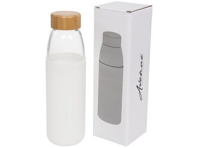 OA2003024635 Avenue. Стеклянная спортивная бутылка Kai с деревянной крышкой и объемом 540 мл, белый