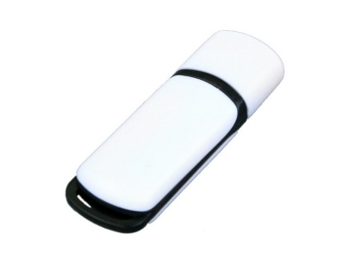 OA2003024945 Флешка промо прямоугольной классической формы с цветными вставками, 16 Гб, белый/черный